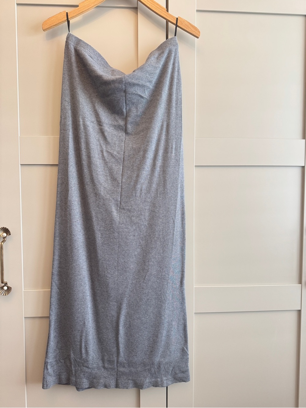 H&M Ribbed Maternity Column Maxi Skirt Cotton Blend Gray